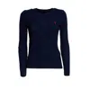 Polo Ralph Lauren V Neck Sweater With Braids In Blue