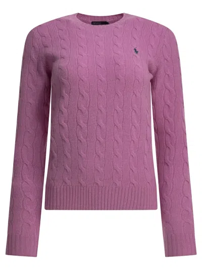 Polo Ralph Lauren Crew-neck Sweater With Logo In Purple
