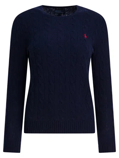 Polo Ralph Lauren Crew-neck Sweater With Logo Made Of Wool And Cashmere In Blue