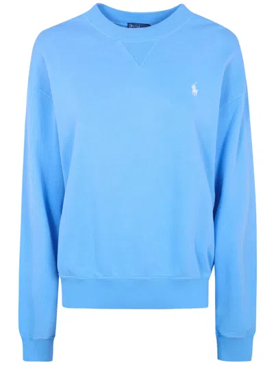Polo Ralph Lauren Cropped Soft Fabric Crewneck Sweatshirt In Blue