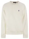 Polo Ralph Lauren Crewneck Sweatshirt With Exclusive Embroidered Pony In Neutral