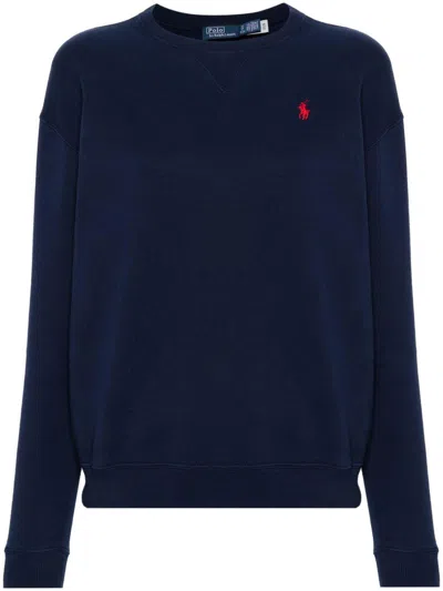 Polo Ralph Lauren Logo-detail Crew-neck Sweater In Blue