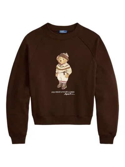 Polo Ralph Lauren Crewneck Sweatshirt With Print  In Brown