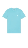 Polo Ralph Lauren Custom Slim Fit Jersey Crewneck T-shirt Man T-shirt Azure Size L Cotton In Blue