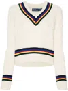 Polo Ralph Lauren Striped Cable-knit Wool And Cashmere-blend Sweater In Neutrals