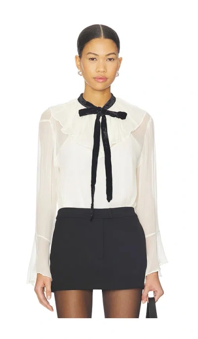 Polo Ralph Lauren Crinkle Long Sleeve Top In Neutral