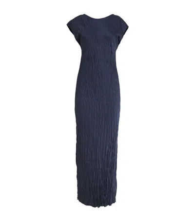 Polo Ralph Lauren Crinkled Kianu Maxi Dress In Shadow Navy