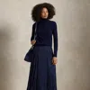 Polo Ralph Lauren Crinkled Satin A-line Skirt In Newport Navy