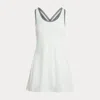 Polo Ralph Lauren Crisscross Stretch Interlock Dress In Ceramic White/navy Multi