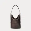 Polo Ralph Lauren Croc-embossed Medium Bellport Bucket Bag In Brown