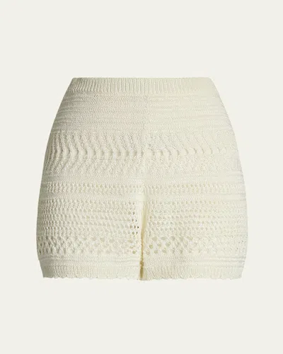 Polo Ralph Lauren Crochet Scallop Shorts In Prchmnt Cr