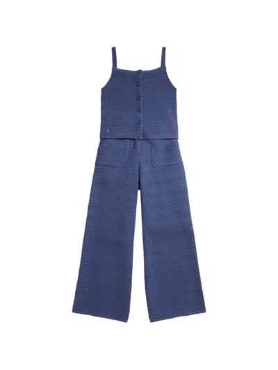 Polo Ralph Lauren Kids' Crocheted Cotton Trousers Set In Blue