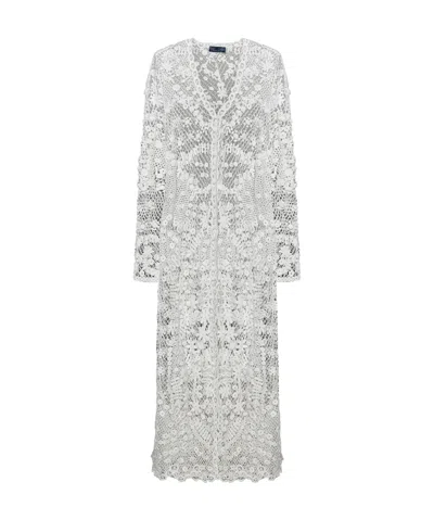 Polo Ralph Lauren Crochet-knit Midi Dress In White