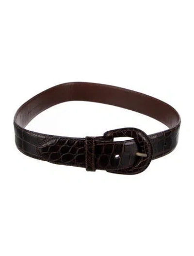 Pre-owned Polo Ralph Lauren Crocodile Waist Belt In Brown