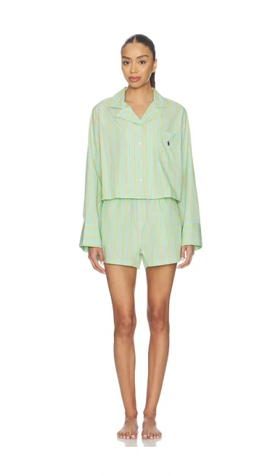 Polo Ralph Lauren Crop & Boxer Pajama Set In Green