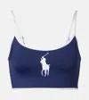 Polo Ralph Lauren Navy Blue Bikini Top With Logo In Blue