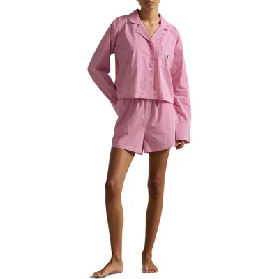 Polo Ralph Lauren Crop Cotton Poplin Short Pajamas In College Pink