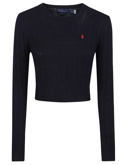 Polo Ralph Lauren Crop Length Cable Knit Pullover With Ribbed Details