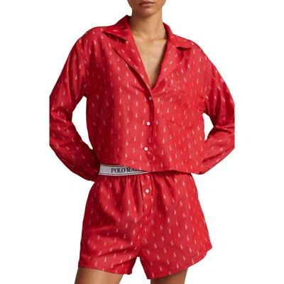 Polo Ralph Lauren Crop Short Pajamas In Red