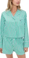 Polo Ralph Lauren Cotton Stripe Pyjama Set In White Cloud/vine Green