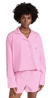 Polo Ralph Lauren Crop Top & Boxer Poplin Pajama Set Bengal Stripe In College Pink In Bengal Stripe In College Pink