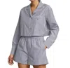 Polo Ralph Lauren Crop Cotton Poplin Short Pajamas In Blue