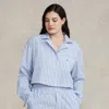 Polo Ralph Lauren Crop Top & Boxer Poplin Pajama Set In Wide Stripes