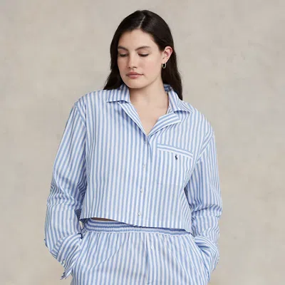 Polo Ralph Lauren Crop Top & Boxer Poplin Pajama Set In Wide Stripes