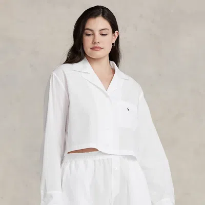 Polo Ralph Lauren Crop Top & Boxer Poplin Pyjama Set In White