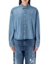 Polo Ralph Lauren Cropped Boxy Chambray Denim Shirt In Blue