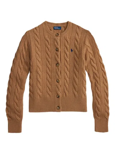 POLO RALPH LAUREN POLO RALPH LAUREN CROPPED CABLE KNIT SWEATER WITH BUTTON-DOWN FRONT