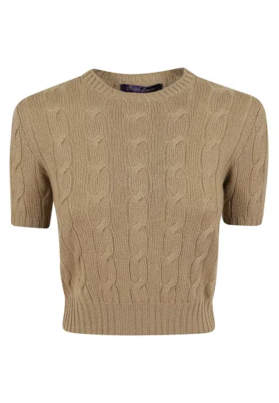Polo Ralph Lauren Cropped Cashmere Cable-knit Crewneck Pullover In Neutral