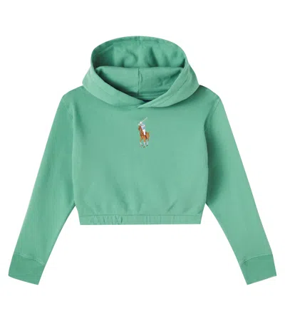 Polo Ralph Lauren Kids' Cropped Cotton-blend Fleece Hoodie In Green