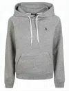 Polo Ralph Lauren Cropped Heathered Hoodie With Drawstring And Kangaroo Pocket In Gray