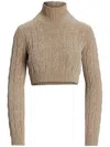 Polo Ralph Lauren Silk-blend Cropped Turtleneck Sweater In Neutrals