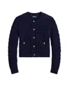 Polo Ralph Lauren Cable-knit Wool And Cashmere-blend Cardigan In Blue