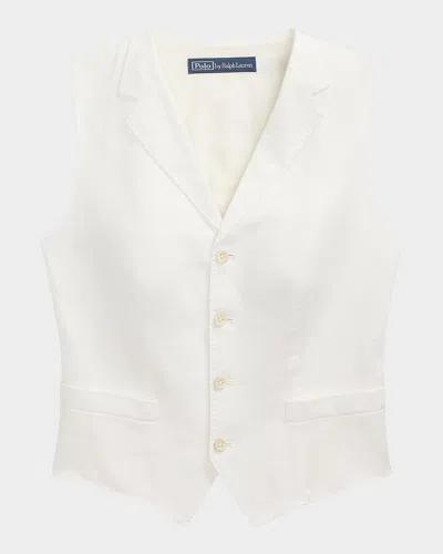 Polo Ralph Lauren Cropped Linen & Cotton Vest In Nevis
