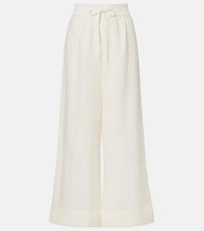 Polo Ralph Lauren Cropped Linen And Cotton Wide-leg Pants In White