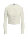 Polo Ralph Lauren Cropped Linen Blazer With Floral Embroidery In Neutral