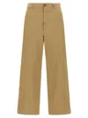 Polo Ralph Lauren Wide-leg Cropped Pants With Zip Closure In Beige