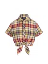 Polo Ralph Lauren Check Cropped Knit Shirt In Multi