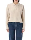 Polo Ralph Lauren Wool And Cashmere Cable-knit Polo Shirt In Beige