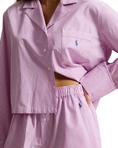 Polo Ralph Lauren Cropped Shirt & Boxer Sleep Set In Pink