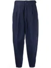 Polo Ralph Lauren Pleated Linen-blend Twill Pants In Blue