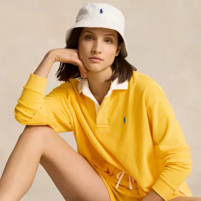 Polo Ralph Lauren Cropped Terry Rugby Shirt In Yellow