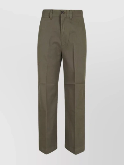 Polo Ralph Lauren Cropped Trousers With Flat Front And Belt Loops In Outdoors Olive