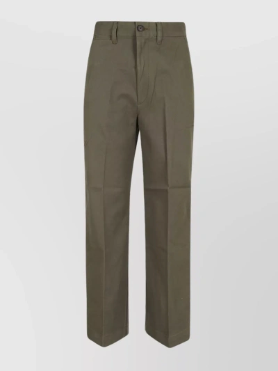 Polo Ralph Lauren Cropped Trousers With Flat Front And Belt Loops In Grey