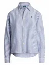 Polo Ralph Lauren Multicolor Striped Linen Shirt With Button-down Front In Blue