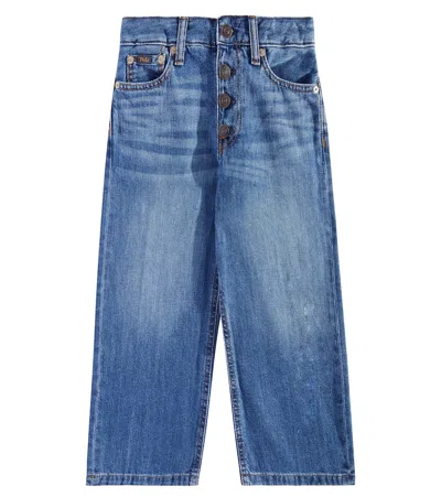 Polo Ralph Lauren Kids' Cropped Wide-leg Jeans In Blue