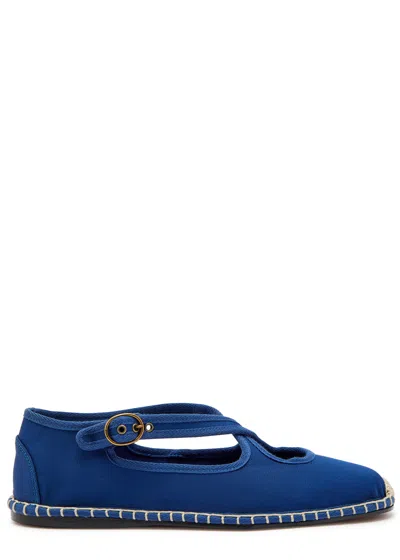 Polo Ralph Lauren Cross-over Grosgrain Espadrille Mary Jane Flats In Blue